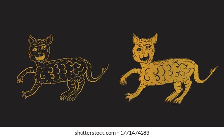 Animal in Thai traditional tattoo, Thai traditional painting in temple, vector