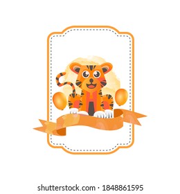 Animal tiger badge design template isolated on white background
