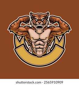 Animal Tiger Bodybuilding Mascot Vector Illustration Works Perfectly for Your Brand Business