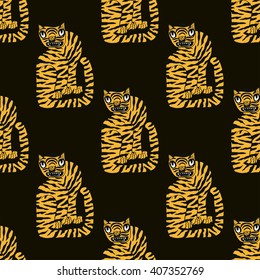 Animal tiger cartoon seamless pattern