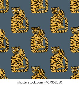 Animal tiger cartoon seamless pattern