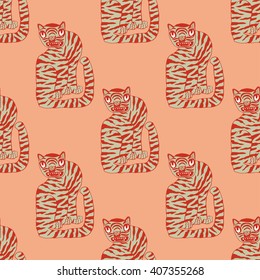 Animal tiger cartoon seamless pattern
