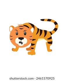 tigre animal con expresión triste sonrisa enojada wow y diferentes personajes de diseño Vector para la Descarga 