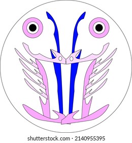 Animal Tiger face from lines and patterns pink