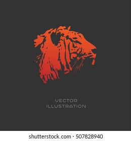 Animal tiger head vector gradient silhouette illustration