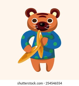 animal tiger playing instrument cartoon theme elements