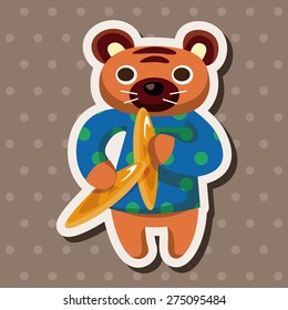 animal tiger playing instrument cartoon theme elements