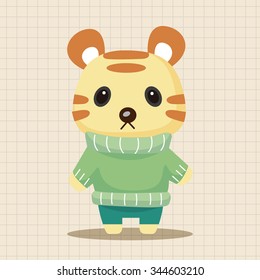 animal tiger winter cartoon theme elements