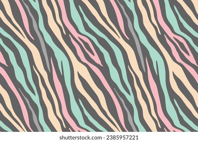 Animal Tigers Art Pastel Color Seamless Pattern, Animals wildlife Vector illustration Background Wallpaper,Safari Wildlife