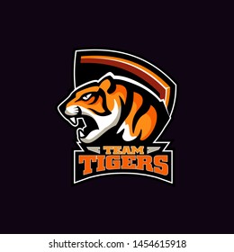 Animal Tigers Sports Logo Mascot esports Game Template Vector