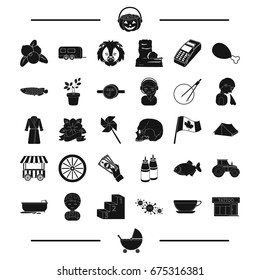 animal, tool, equipment and other web icon in black style. food, transport icons in set collection.