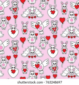 Animal Toys with Heart Seamless Pattern