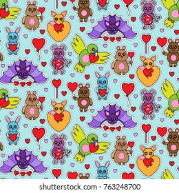 Animal Toys with Heart Seamless Pattern