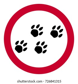 Animal traces sign, red sign, vector