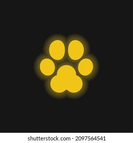 Animal Track yellow glowing neon icon