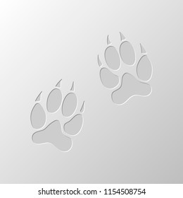 animal tracks icon. Paper design. Cutted symbol. Pitted style