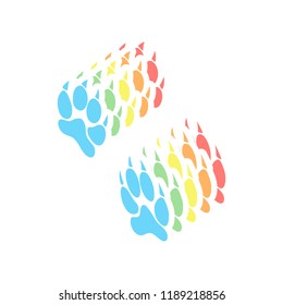 animal tracks icon. Stack of colorful isometric icons on white background