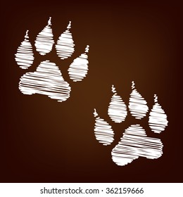 Animal Tracks icon. Vector illustration with chalk effect