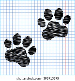 Animal Tracks with pen effect on paper