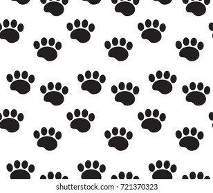 Animal tracks seamless pattern. Dog paws traces  repeating texture, endless background. Vector illustration