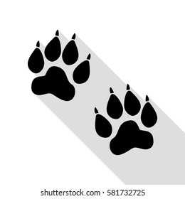 Animal Tracks sign. Black icon with flat style shadow path.