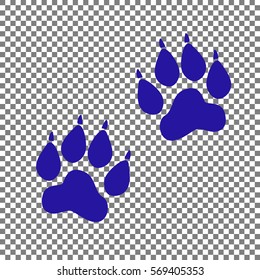 Animal Tracks sign. Blue icon on transparent background.