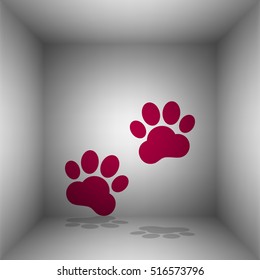 Animal Tracks sign. Bordo icon with shadow in the room.