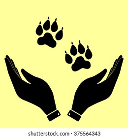 Animal Tracks sign. Flat style icon vector illustration.