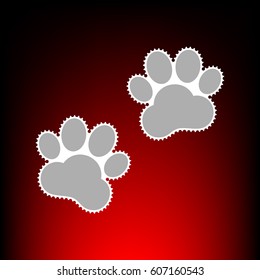 Animal Tracks sign  Postage stamp old photo style red  black gradient background 