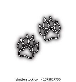 Animal Tracks sign. Vector. Double contour black icon with soft shadow at white background. Isolated.