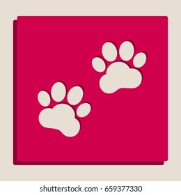 Animal Tracks sign. Vector. Grayscale version of Popart-style icon.