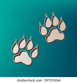 Animal Tracks sign. Vector. Icon printed at 3d on sea color background.