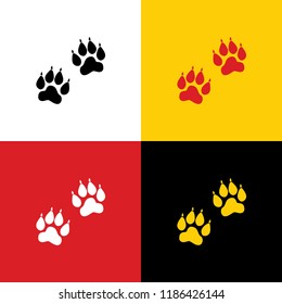 Animal Tracks sign. Vector. Icons of german flag on corresponding colors as background.