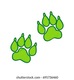 Animal Tracks sign. Vector. Lemon scribble icon on white background. Isolated