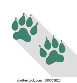 Animal Tracks sign. Veridian icon with flat style shadow path.