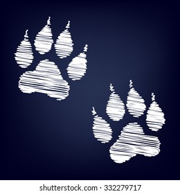 Animal Tracks. Vector illustration with chalk effect 