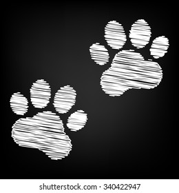 Animal Tracks. Vector illustration with chalk effect 