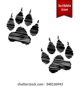 Animal Tracks. Vector illustration with pen effect. Scribble icon for you design.