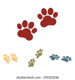 Animal Tracks. Vector illustration  set. Isometric effect