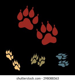 Animal Tracks. Vector illustration  set. Isometric effect
