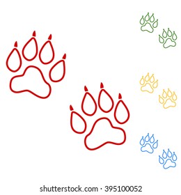 Animal Tracks. Vector. Set of line icons