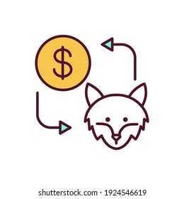 Animal Trafficking RGB Color Icon. Selling Pets. Capturing Mammals To Get Money. Rare Animal For Smuggling. Illegal Trade. Animal Abuse, Wildlife Conservation. Isolated Vector Illustration