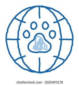 Animal Trail Planet Earth sketch icon vector. Hand drawn blue doodle line art isolated symbol illustration
