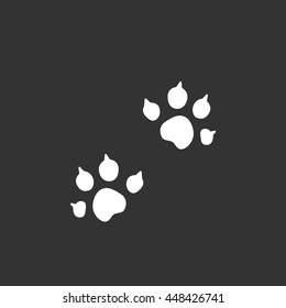 Animal trail vector logo isolated on a black background. Icon silhouette design template. Simple symbol concept in flat style. Abstract sign, pictogram for web, mobile and infographics