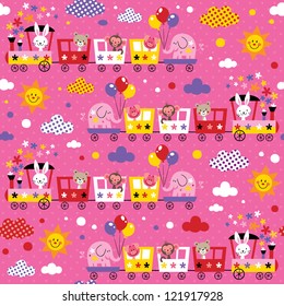 animal train kids pattern