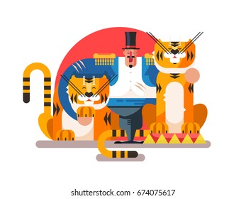 Animal trainer with tiger