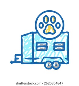 transporte animal reboque ícone doodle esboço vetor. transporte animal reboque sinal. símbolo isolado ilustração