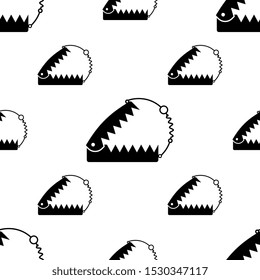 Animal Trap Icon Seamless Pattern, Animal Catching Trap Vector Art Illustration
