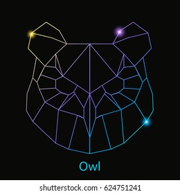  Animal triangle heads. Vector origami animals. Owl
