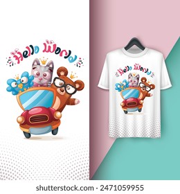 Diseño de camiseta animal | Camiseta de dibujos animados